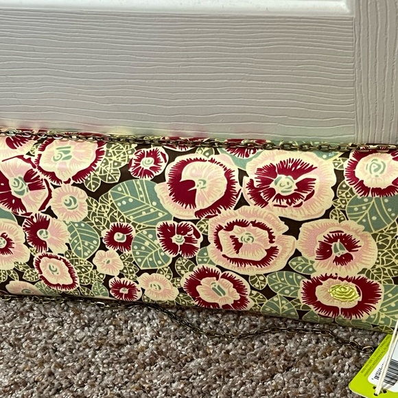 Amy Butler for Kalencom Brenda Clutch w/ Chain Spiced Buds NWT Organic Cotton - Picture 10 of 11